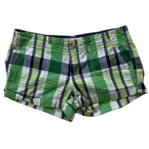 Vintage Y2K Aeropostale Low Rise Shorts Plaid 3/4 90s Micro Babydoll Green